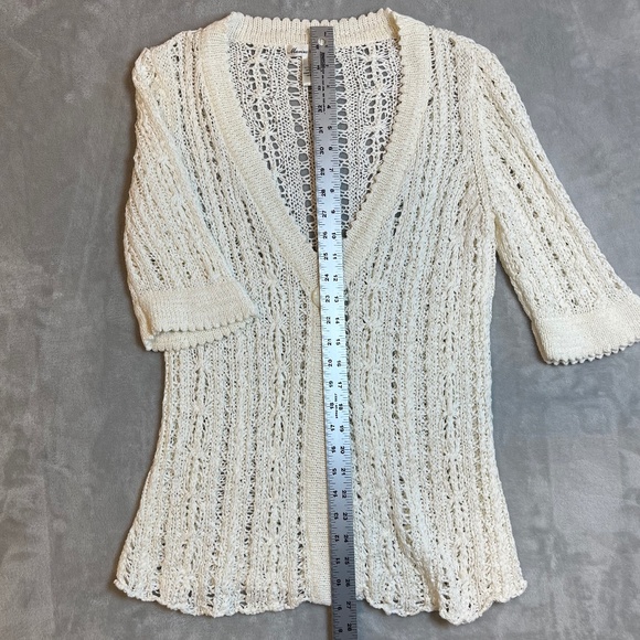 Marisa Christina Open Knit Sweater Cream Sweater Top sz L Indie Boho - Picture 9 of 15